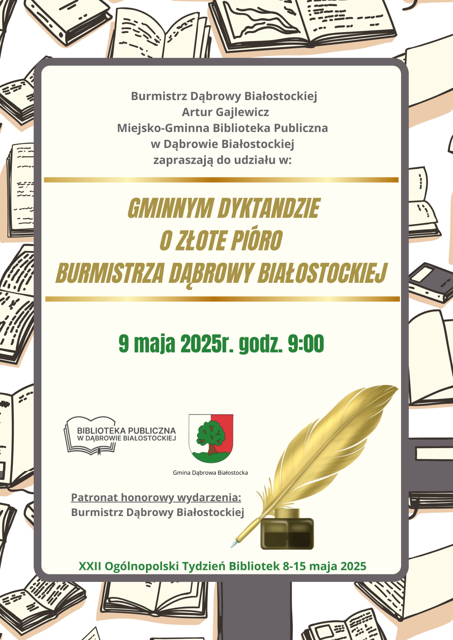INFOGRAFIKA_GMINNE DYKTANDO O ZŁOTE PIÓRO BURMISTRZA DĄBROWY BIAŁOSTOCKIEJ