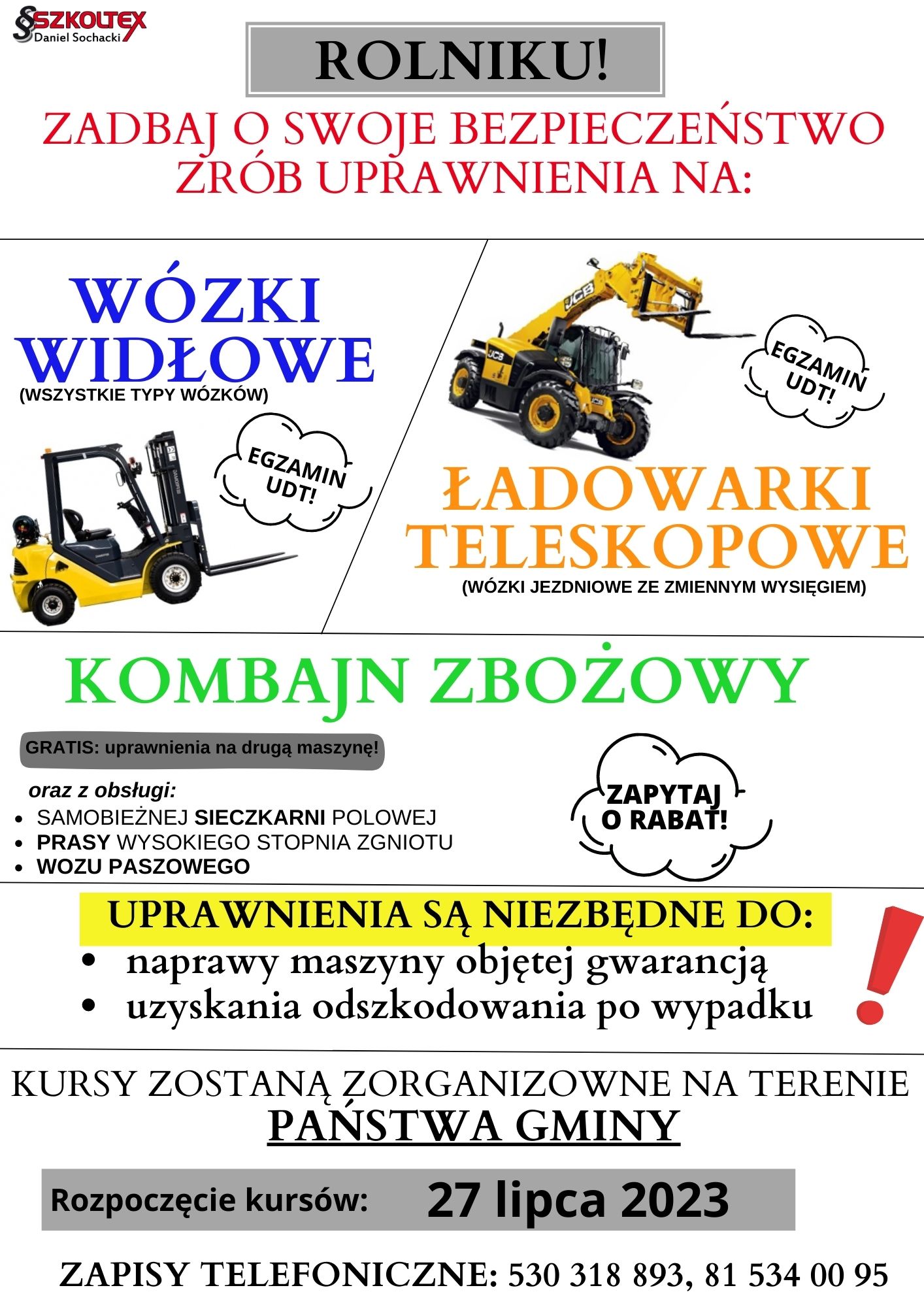 plakat informacyjny kursy i szkolenia