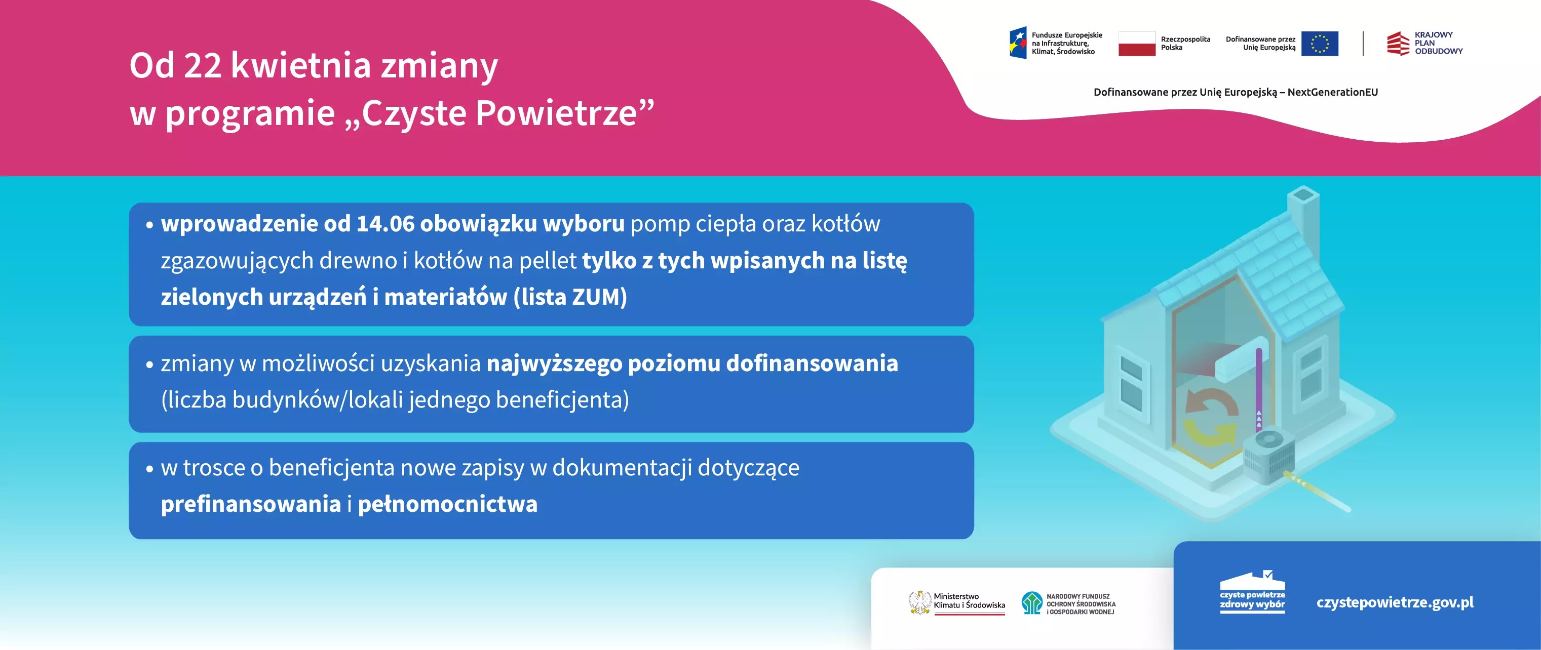 INFOGRAFIKA_Od 22 kwietnia nowe zasady w programie Czyste Powietrze