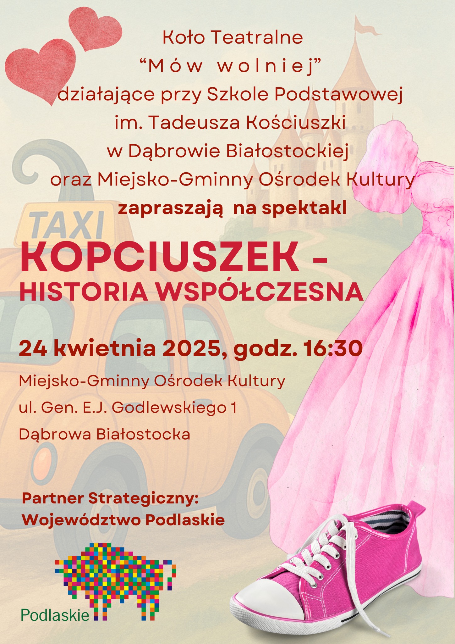 infografika_ Kopciuszek - historia współczesna w wykonaniu uczniów dąbrowskiej Szkoły Podstawowej z Koła Teatralnego Mów wolnej