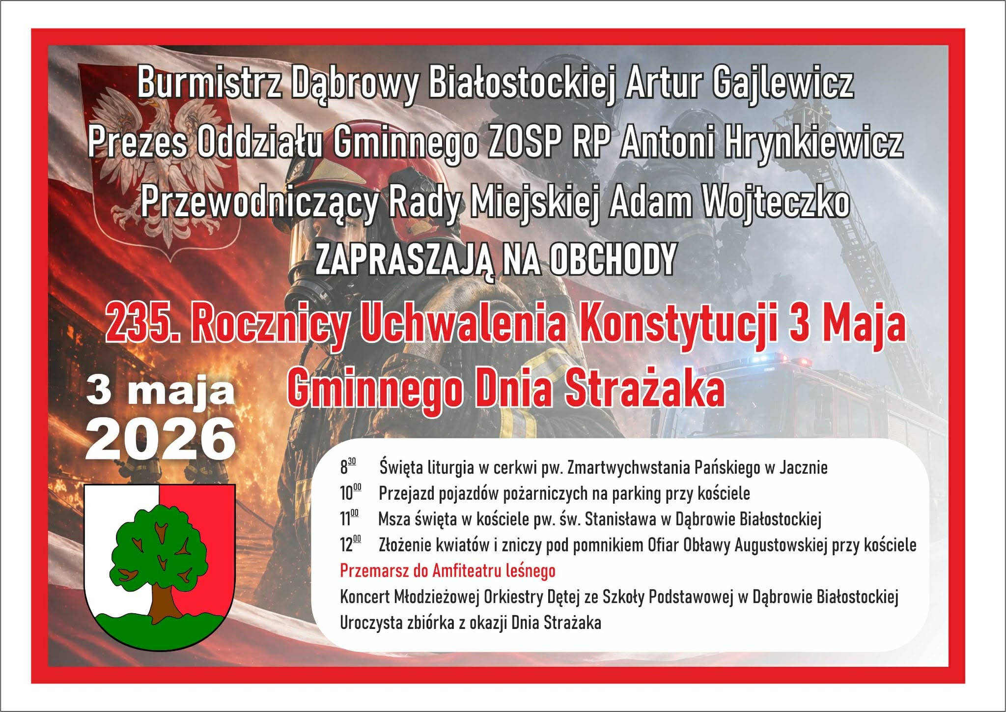 INFOGRAFIKA_235. ROCZNICA UCHWALENIA KONSTYTUCJI 3 MAJA I GMINNY DZIEŃ STRAŻAKA_2026