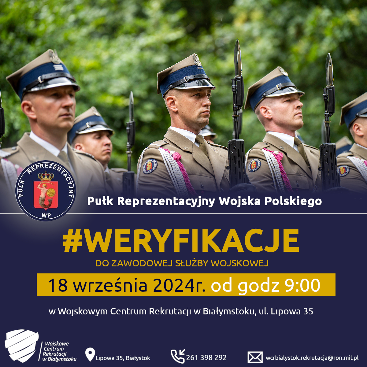 infografika_Rozmowy weryfikacyjne 18.09.2024 do Pułku Reprezentacyjnego WP w WCR w Białymstoku